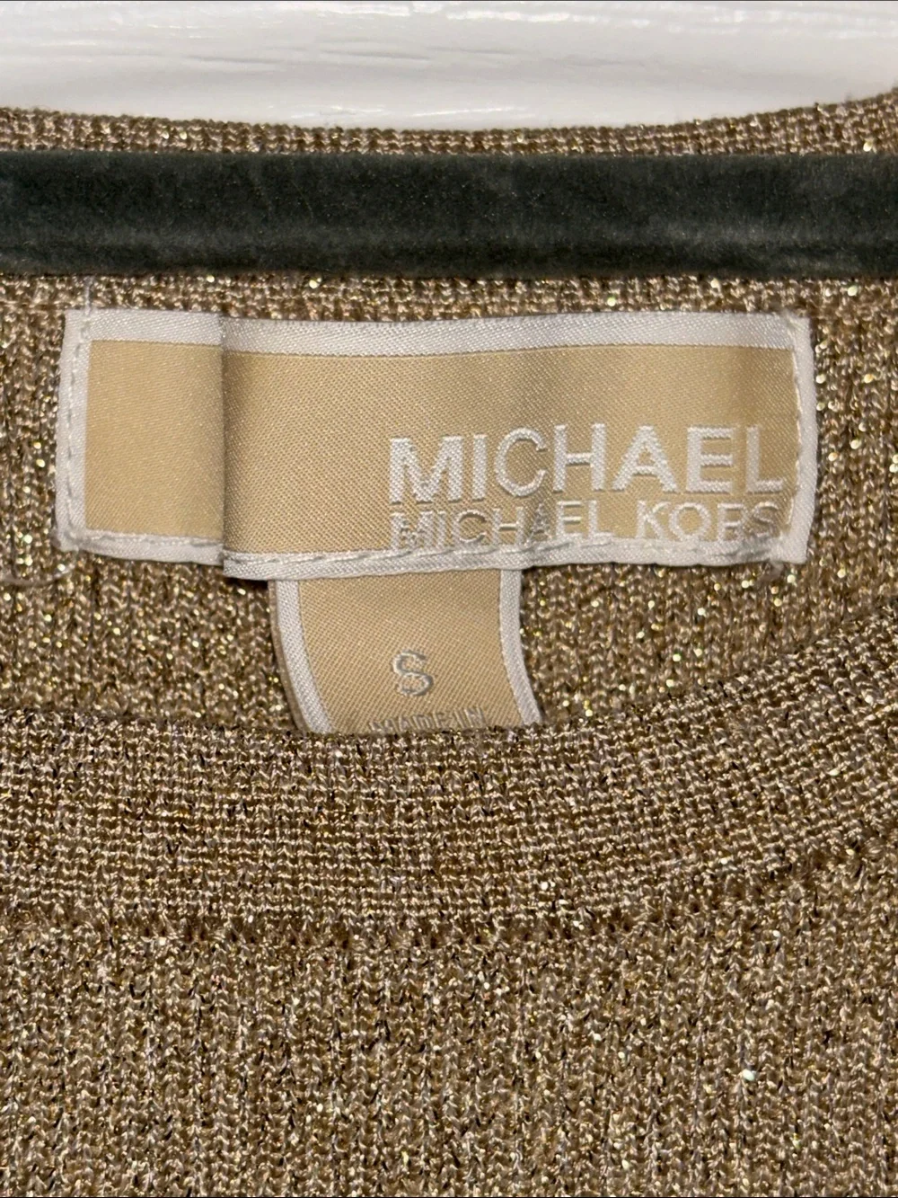 Michael Kors Metallic Bronze Long-Sleeve Knit Top